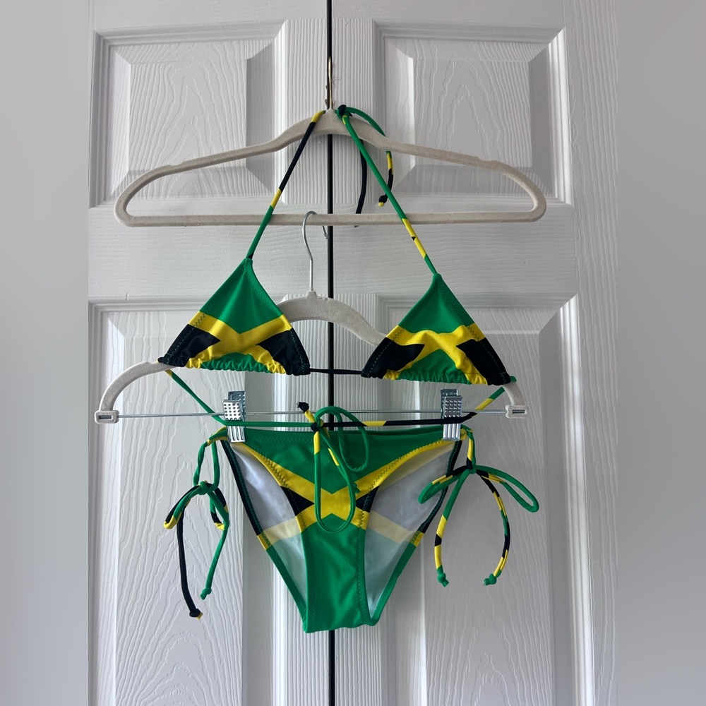 MOVE OUT SALE  Black, Green & Yellow Bikini Set